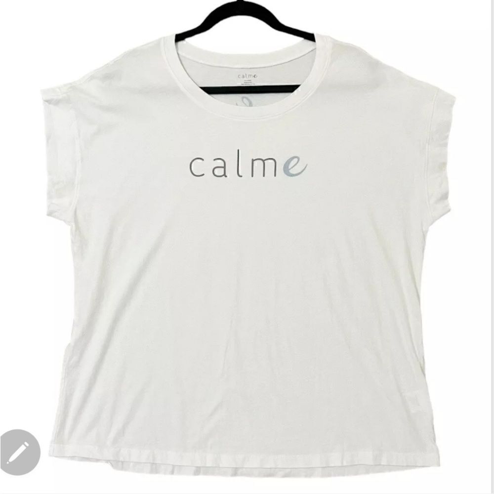 Johnny Was Calme Womens Basic Scoop Neck Tee Shirt White Sz M Organic Cotton